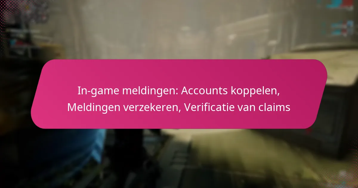In-game meldingen: Accounts koppelen, Meldingen verzekeren, Verificatie van claims